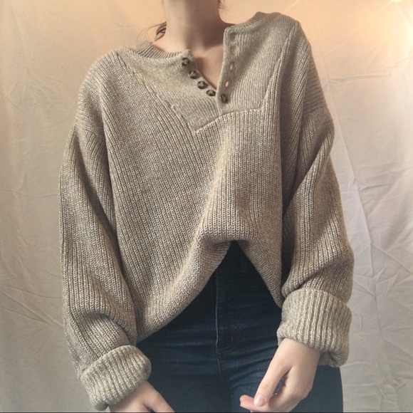Sweaters - Vintage Oversized Henley Sweater